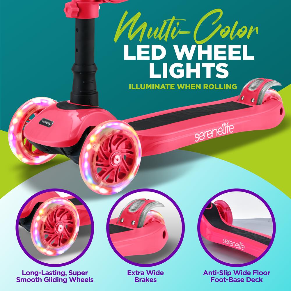 Serenelife Scooters Kinderroller 3-Rad mit Sitz LED ab 1 Jahr