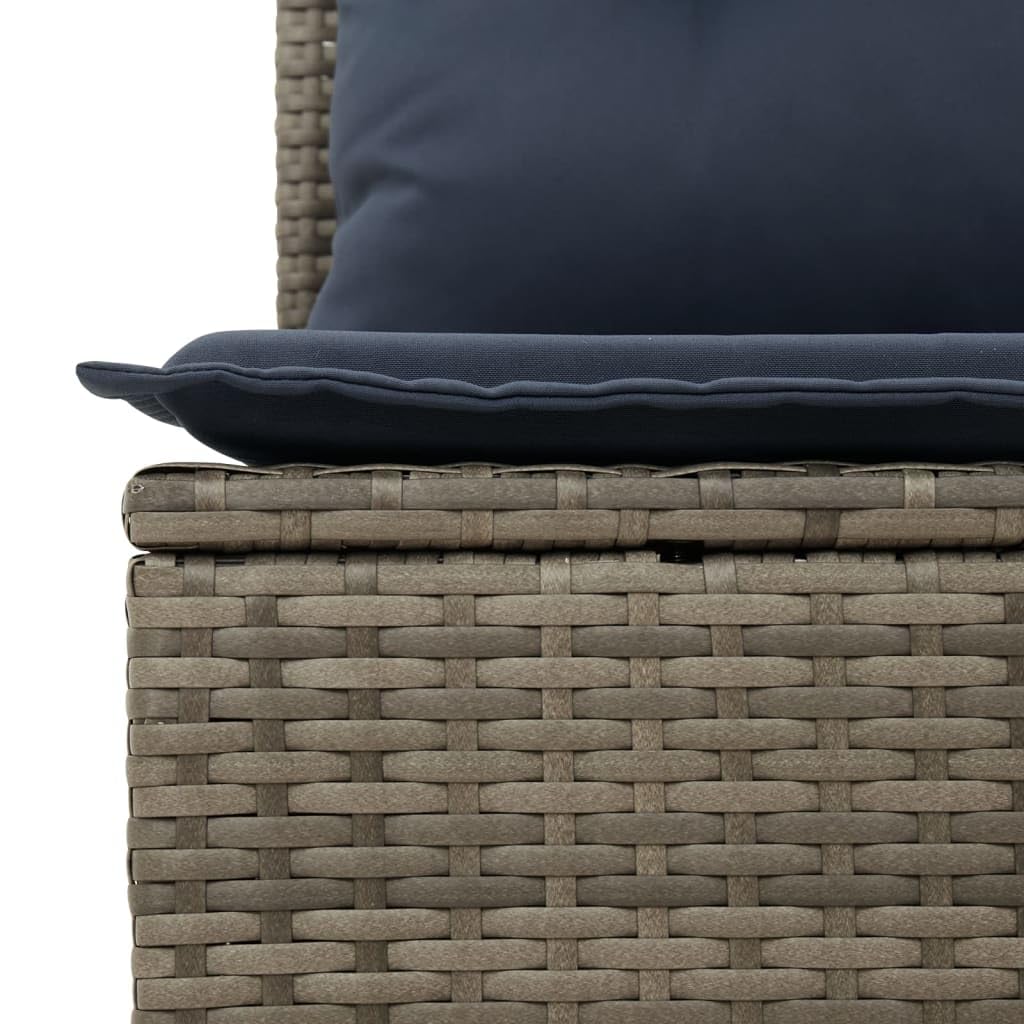 vidaXL Heim & Garten 10-tlg Gartensofa-Set Polyrattan grau-blau Kissen
