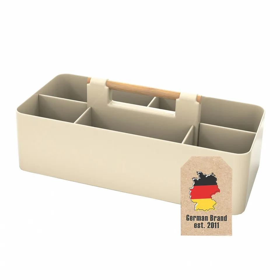 Intirilife Organizer Caddy Beige 32 cm Griff 5 Fächer Box