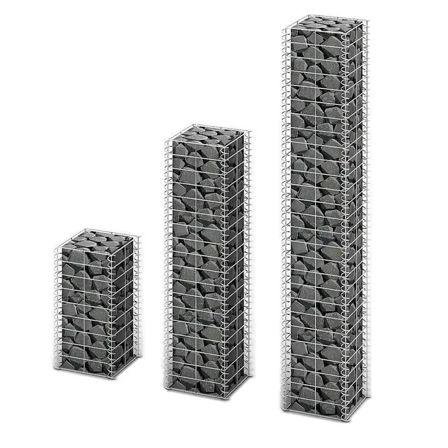 vidaXL Gabionen-Set 3-tlg Verzinkter Draht Steinkorb
