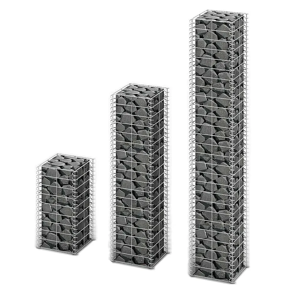 vidaXL Gabionen-Set 3-tlg Verzinkter Draht Steinkorb