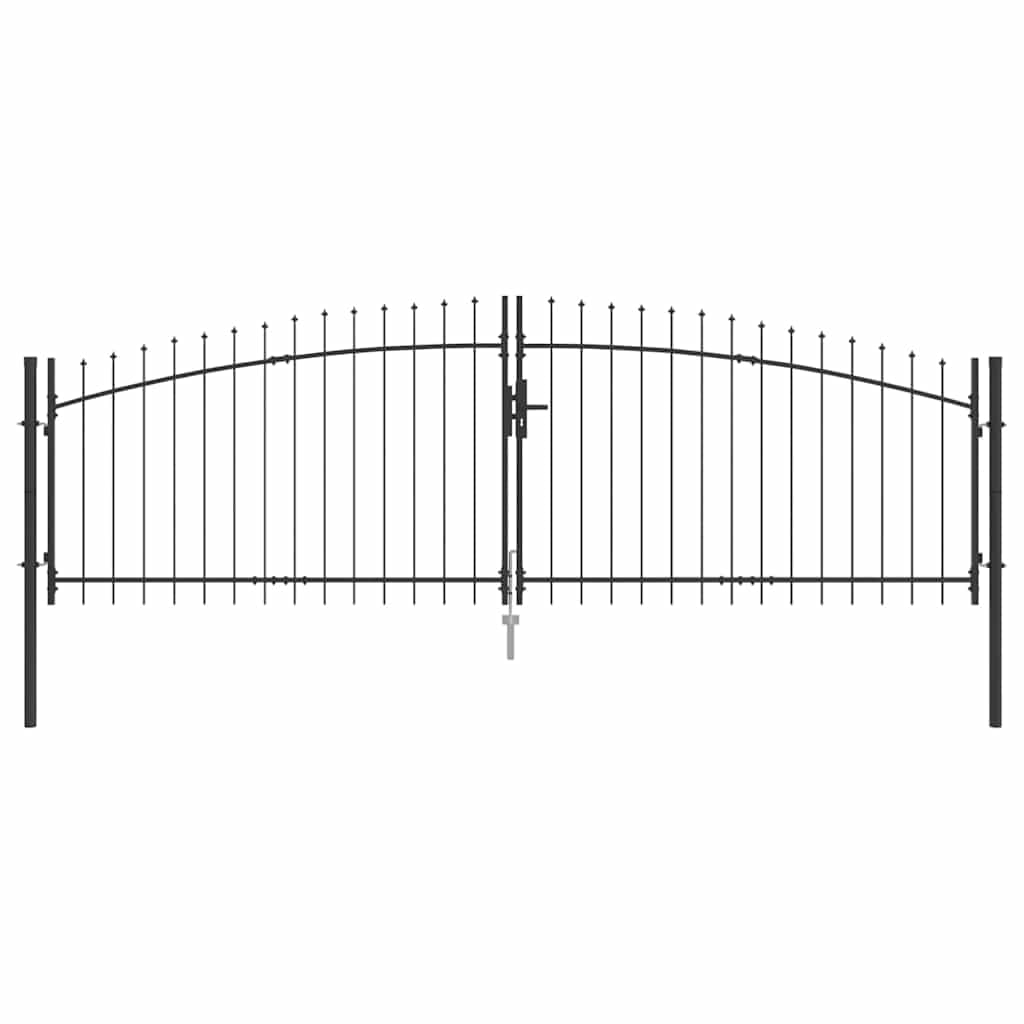 vidaXL Heim & Garten Doppelflügeltor Stahl 300x150 cm Schwarz