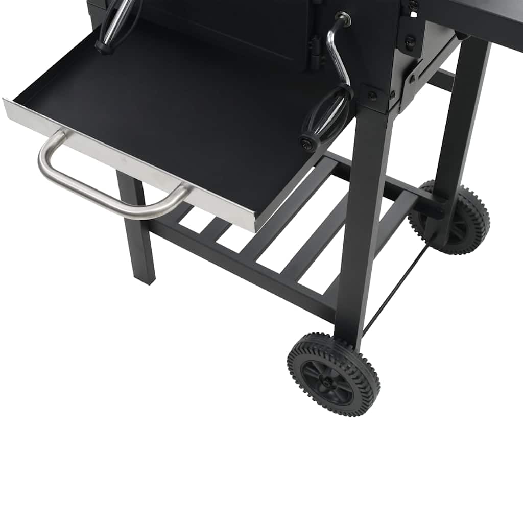vidaXL Holzkohlegrill mit Ablage Grill Schwarz mit Thermometer
