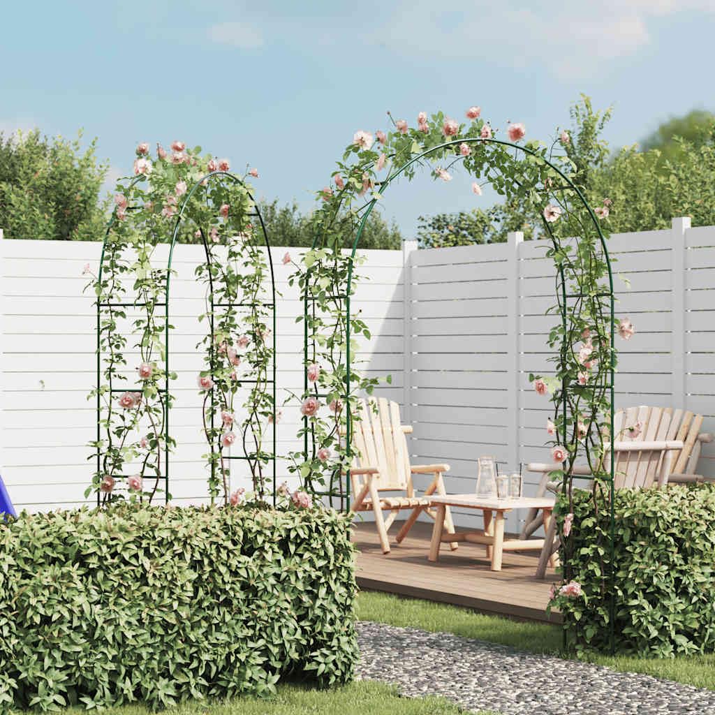vidaXL Rosenbogen 2er Metall Dunkelgrün 140x240 Rankgitter