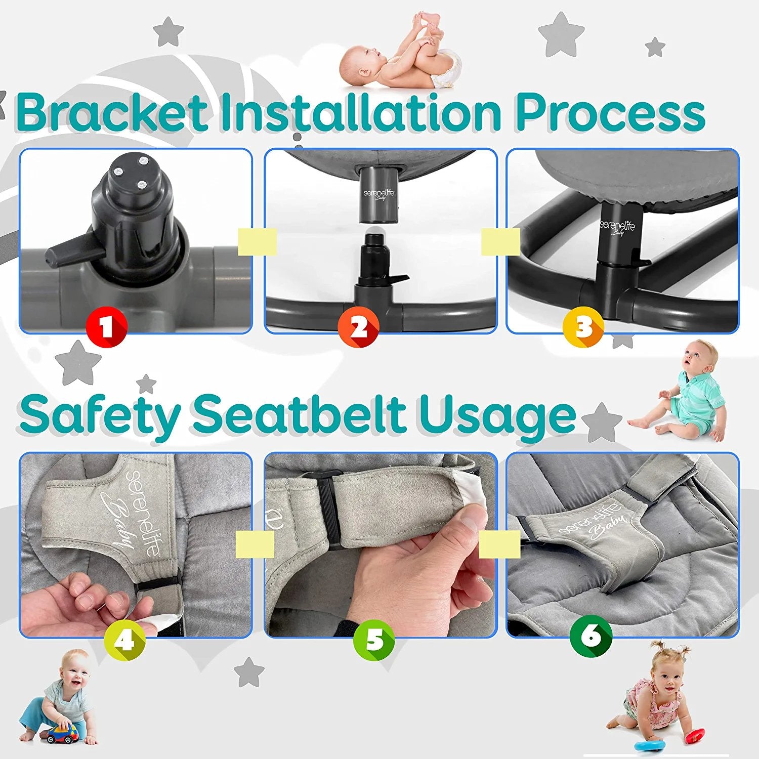 Serenelife Baby Products Babywippe 0-12 Monate mit Netz