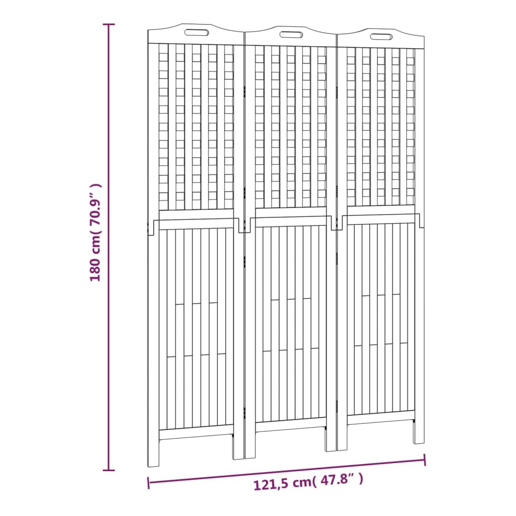 vidaXL Paravent 121,5x180 cm Akazie Raumteiler 3-tlg. Holz