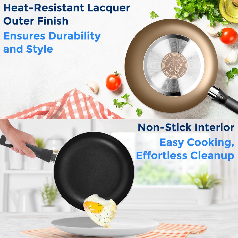 Serenelife Cookware Topfset 6-teilig antihaft Gold 2 Töpfe