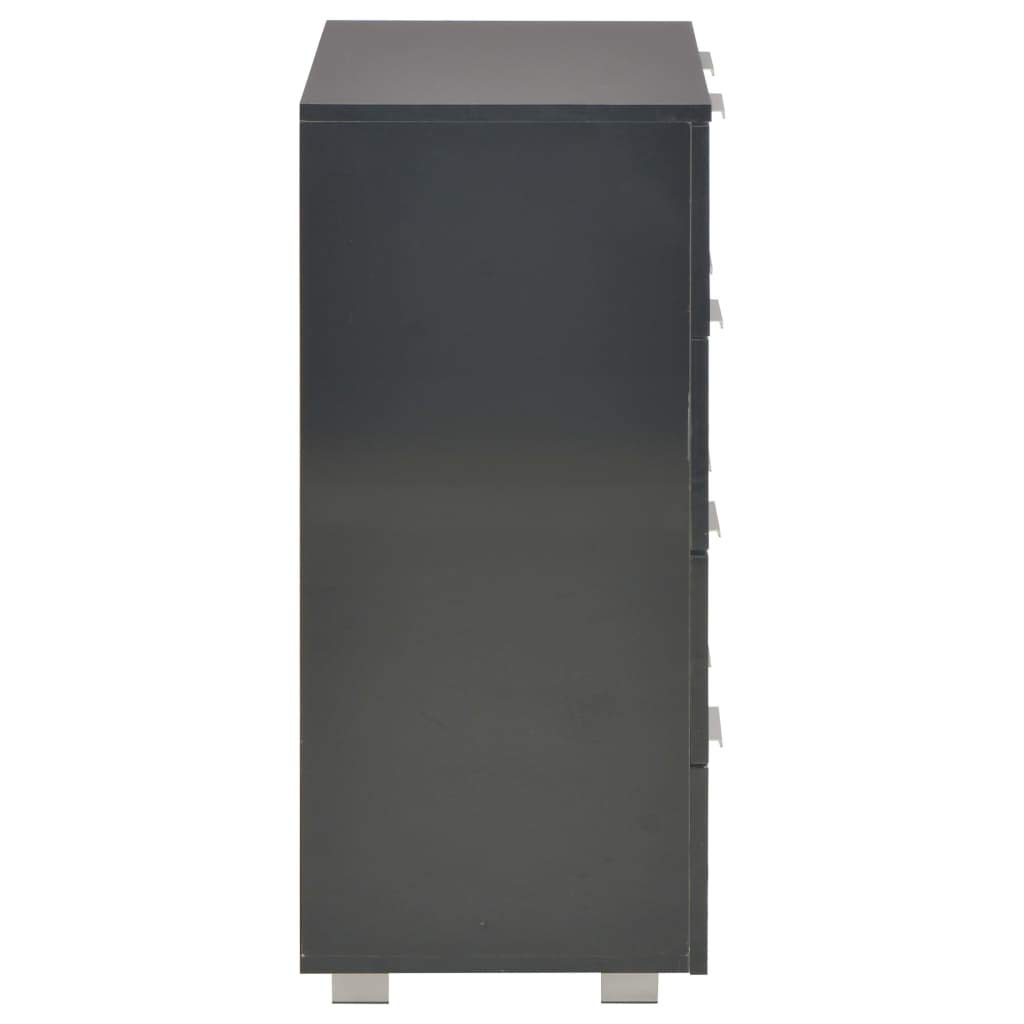 vidaXL Möbel Sideboard 8 Schubladen Hochglanz Schwarz 60cm