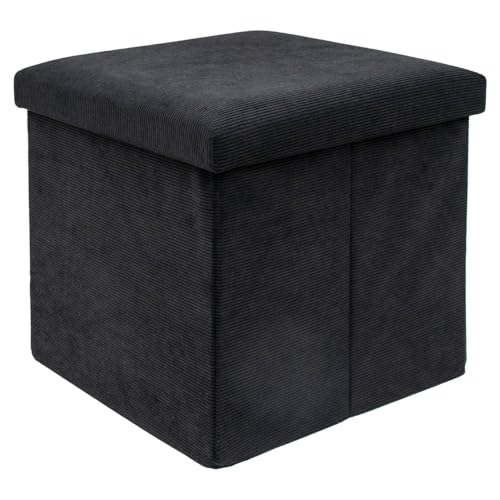 Intirilife Sitzhocker Sitzwürfel 38x38x38 Schwarz Cord Stauraum