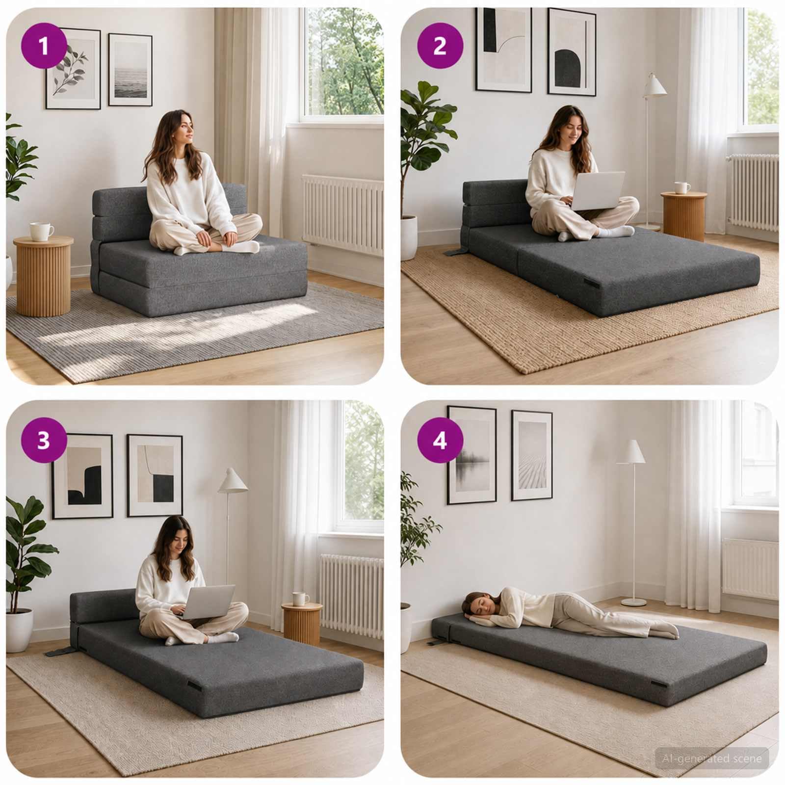 vidaXL Möbel Klappsofa Bett Schlafsofa Hellgrau 174 cm Stoff