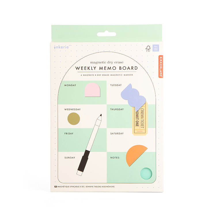 Kikkerland Inkerie Memo Board Magnettafel Wochenplaner Marker
