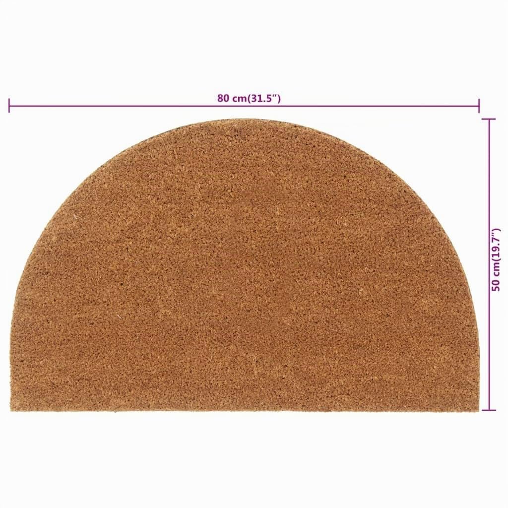 vidaXL Fußmatte Natur Halbrund 50x80 cm Kokosfaser