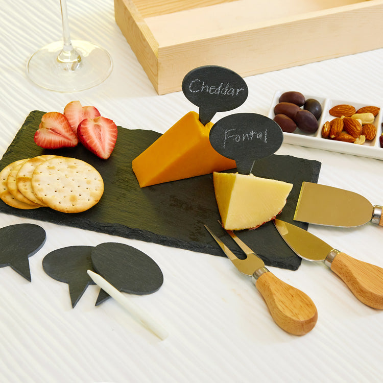 Kikkerland Home Charcuterie Käsebrett Set 12-teilig Schiefer