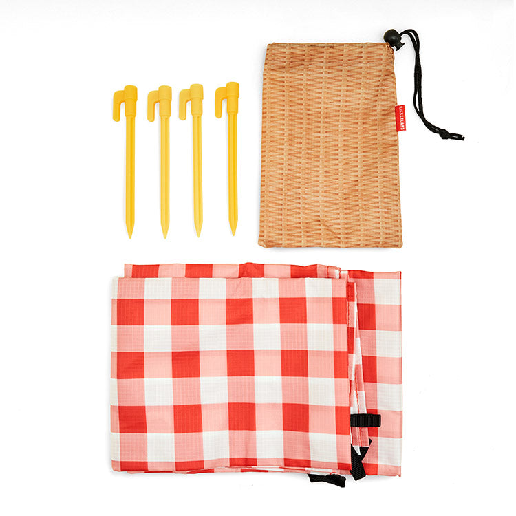 Kikkerland On-The-Go Gingham Picknickdecke Karo 4 Pers.