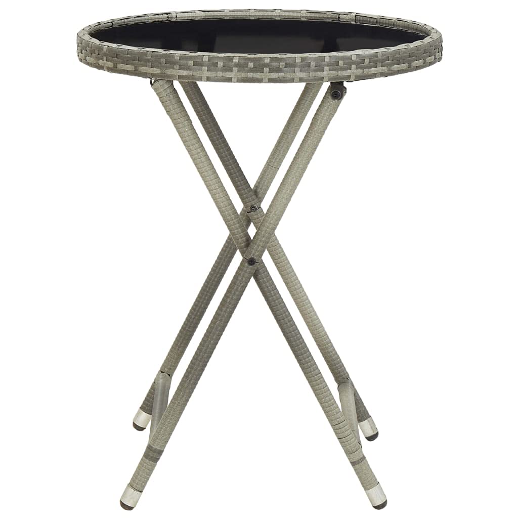 vidaXL Heim & Garten Bistro-Set Grau 3-tlg Rattan Glas wetterfest