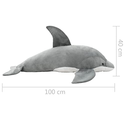 vidaXL Delfin Kuscheltier Plüsch Grau 100x40 cm Kinder Stofftier