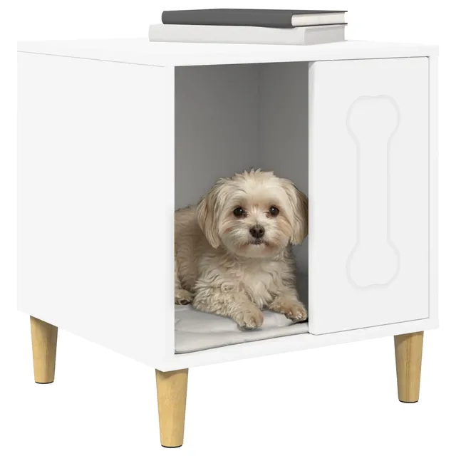 vidaXL Tierbedarf Hundehütte Weiß Holzwerkstoff 44x42x49 cm