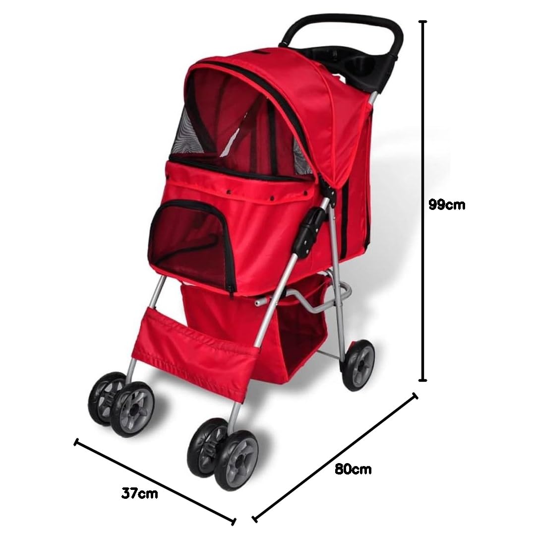 vidaXL Hundewagen Hundebuggy Buggy Rot faltbar