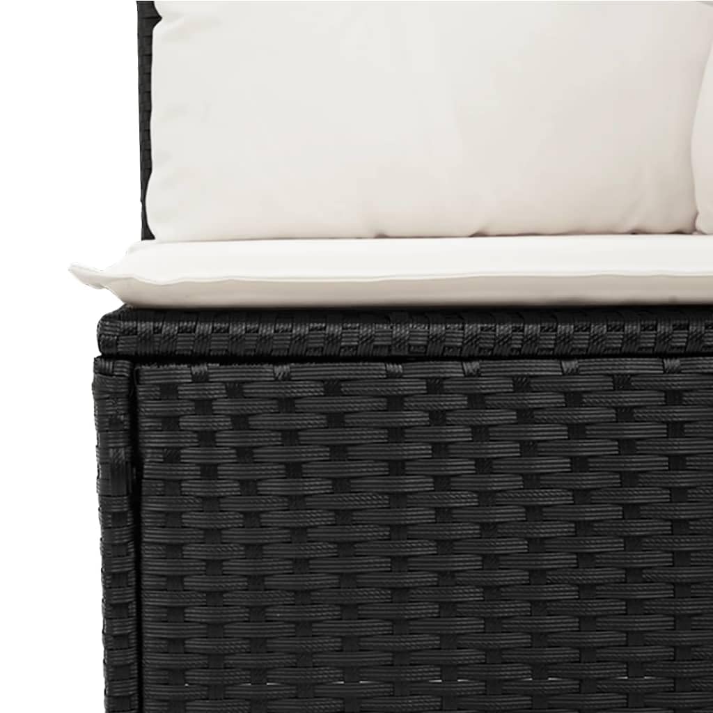 vidaXL Garten-Sofagarnitur 6-tlg. Schwarz Poly Rattan mit Kissen