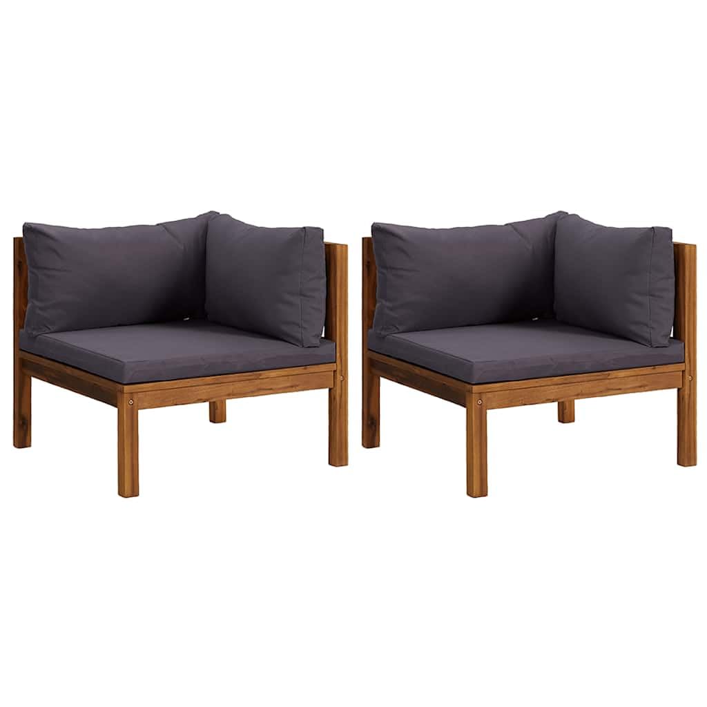 vidaXL Heim & Garten Ecksofa 2-tlg Teak Dunkelgrau Kissen