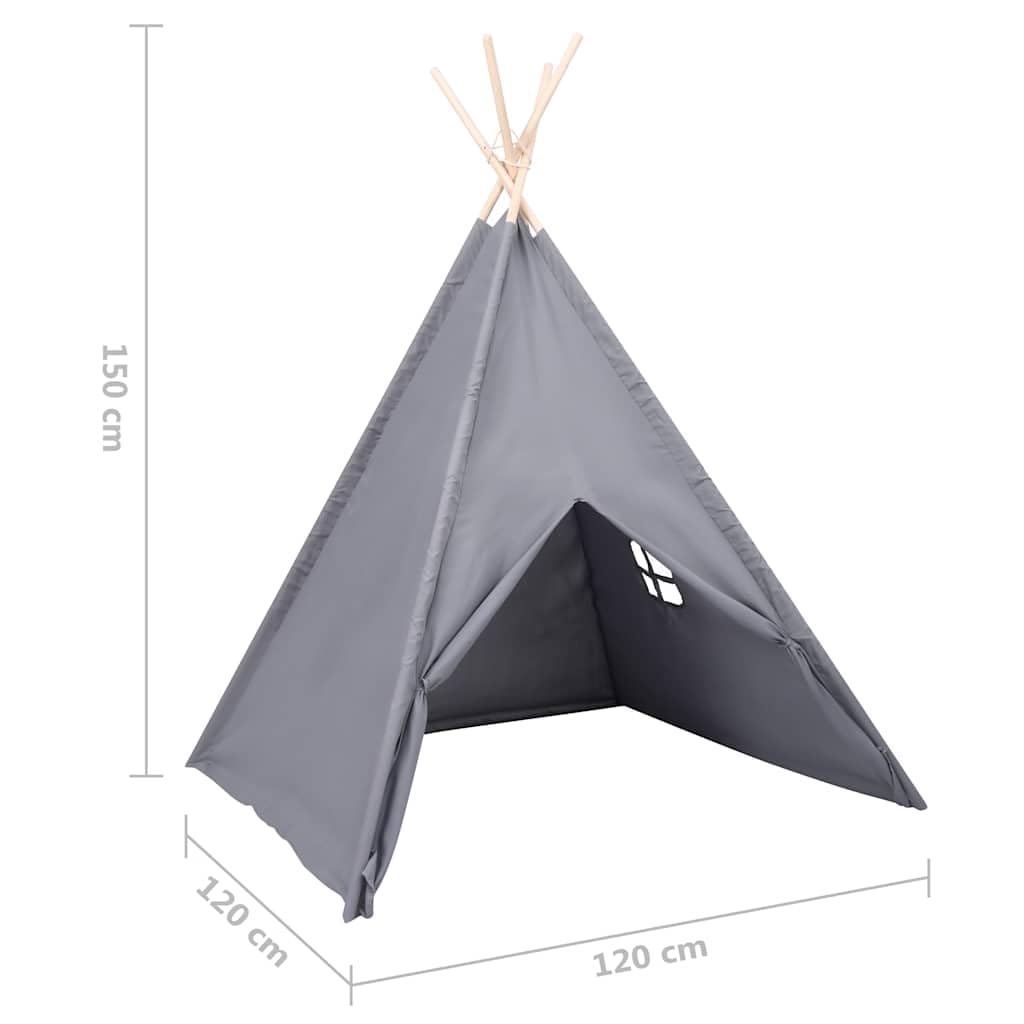 vidaXL Tipi-Zelt Grau 120x120x150 cm mit Tasche