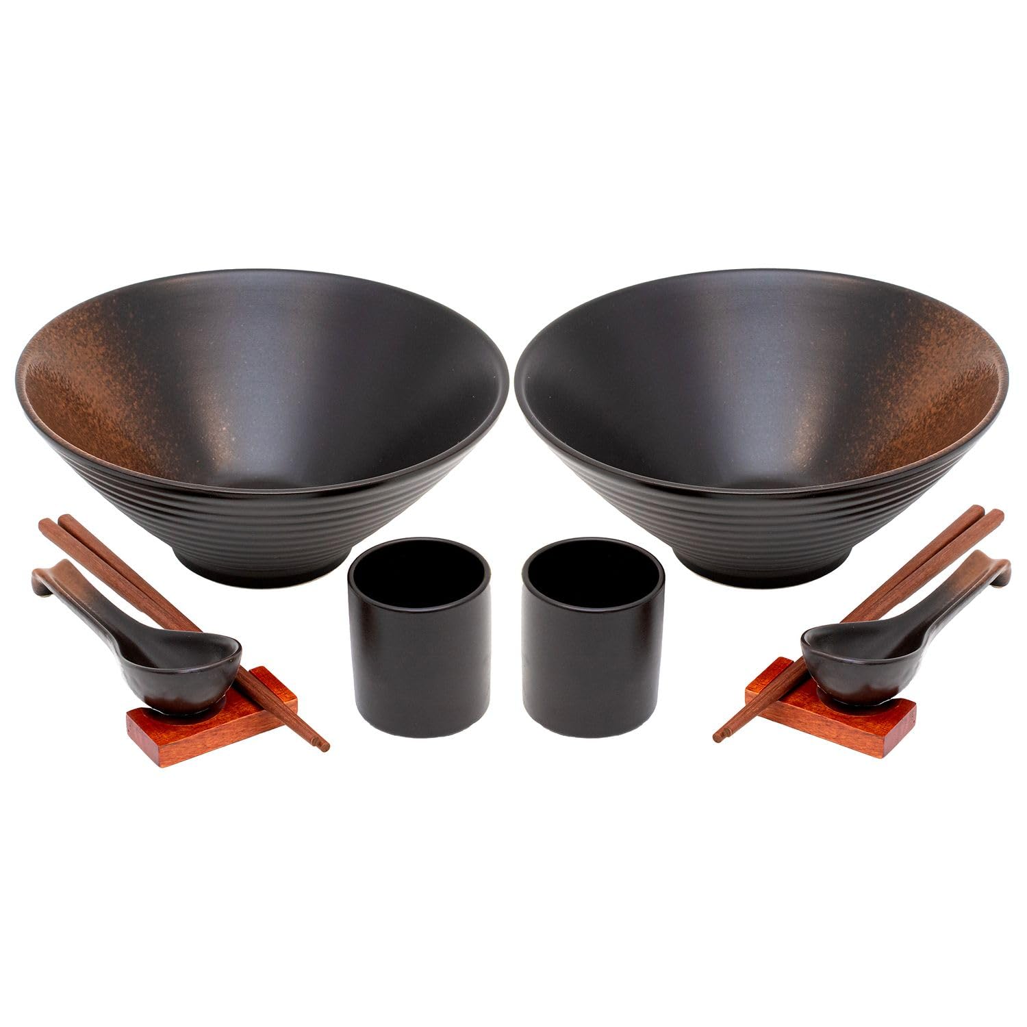 Intirilife Ramen Schüssel Set Keramik Schwarz 2 Personen