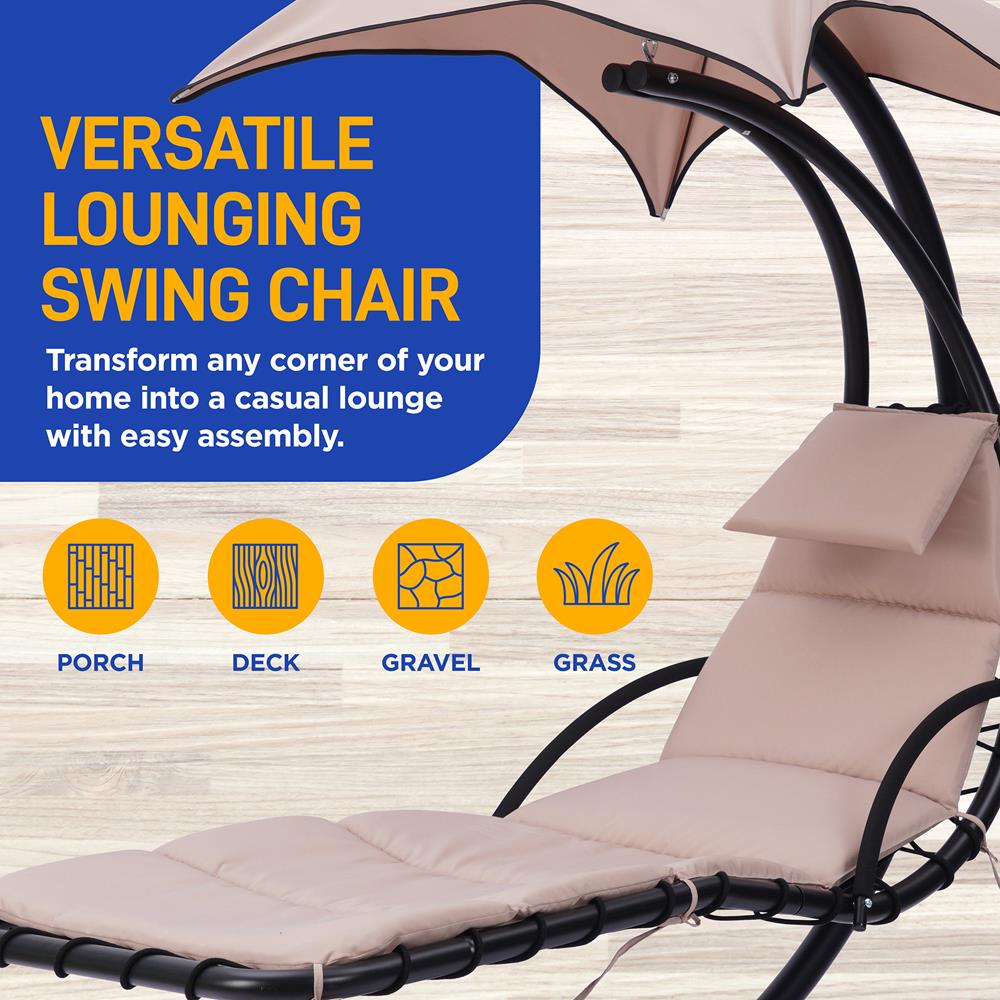 Serenelife Furniture Hängeliege SLHNGCH44 Schaukelliege Beige Stahl