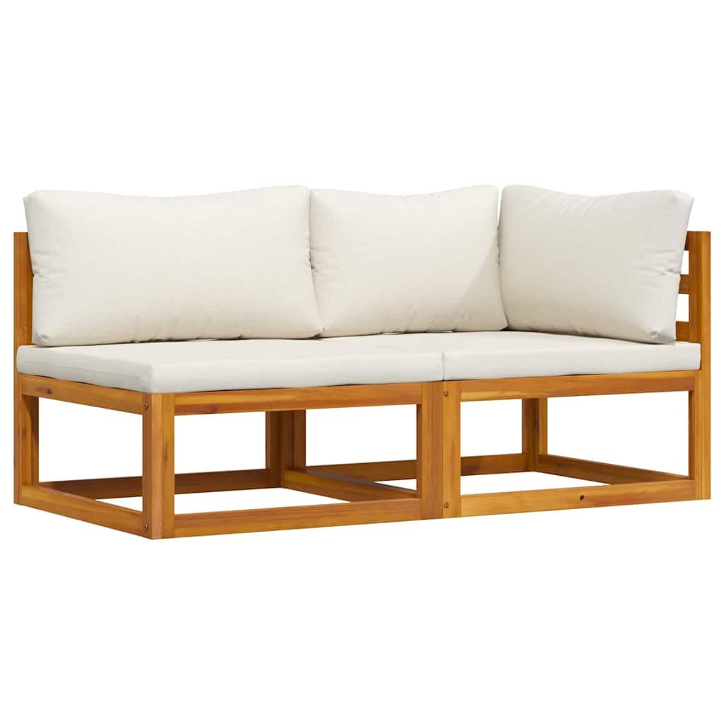 vidaXL Heim & Garten Sofa Set Akazie 2-tlg cremeweiß Kissen