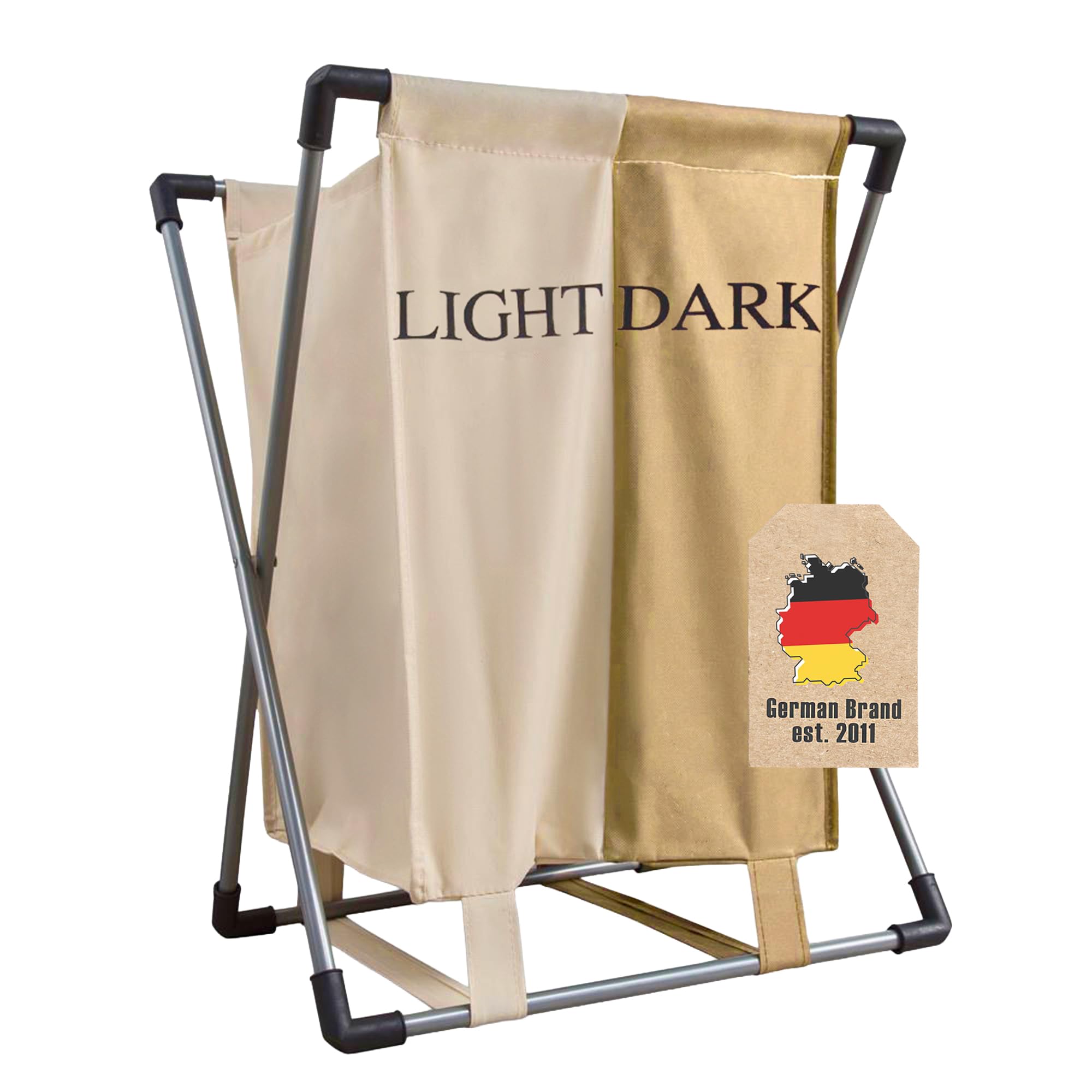 Intirilife Wäschekorb 2 Fächer Creme-Braun 45x55cm Stoff
