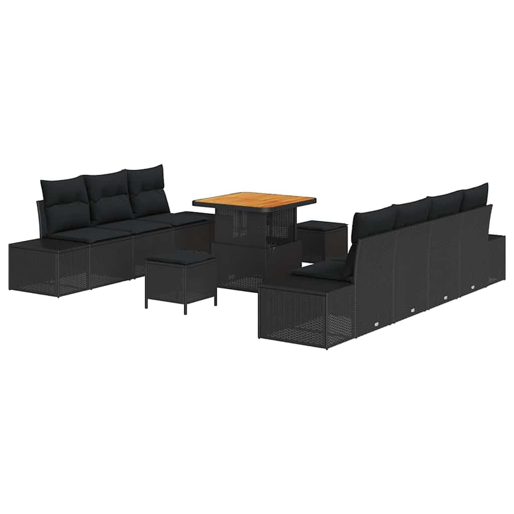 vidaXL Heim & Garten Gartensofa-Set Schwarz 80 cm Tisch