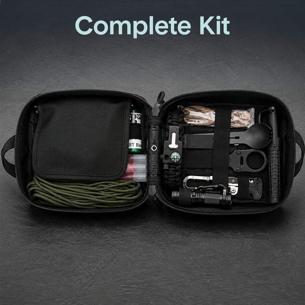 Serenelife Camping Outdoor Survival Kit SLSRVLKTTLBK Schwarz