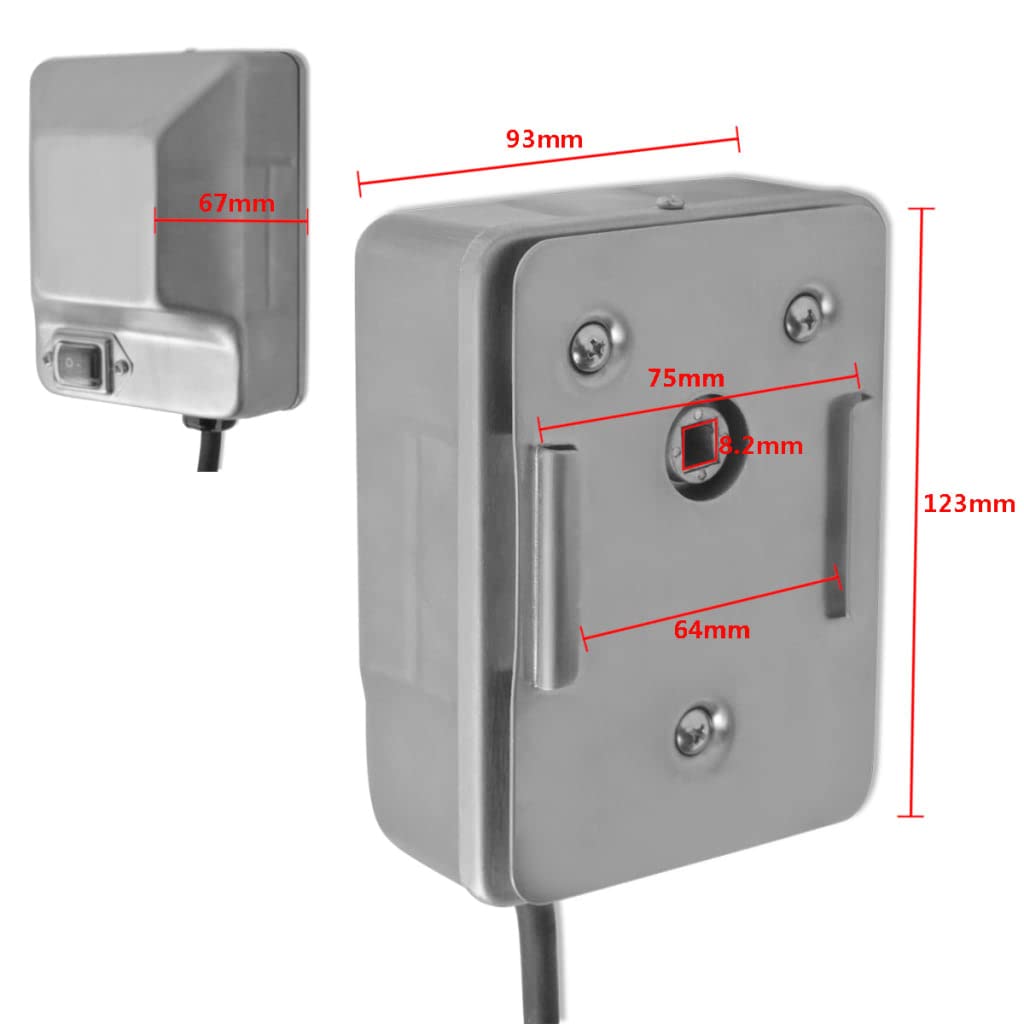vidaXL Grillspießmotor Edelstahl 4W für Rotisserie 8mm