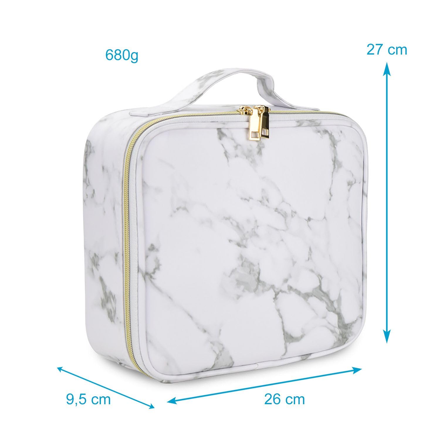 Intirilife Make Up Tasche Marmor grau-weiß 26 cm mit Fächern