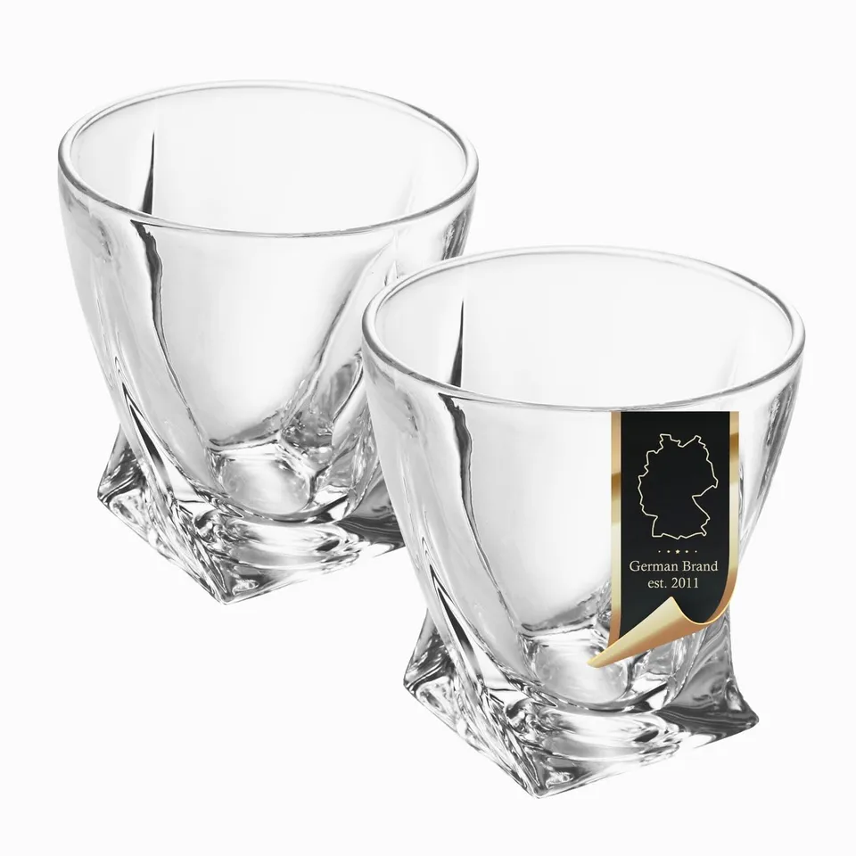 Intirilife Whisky Gläser Set Twisted 2 Stück 260 ml Kristall