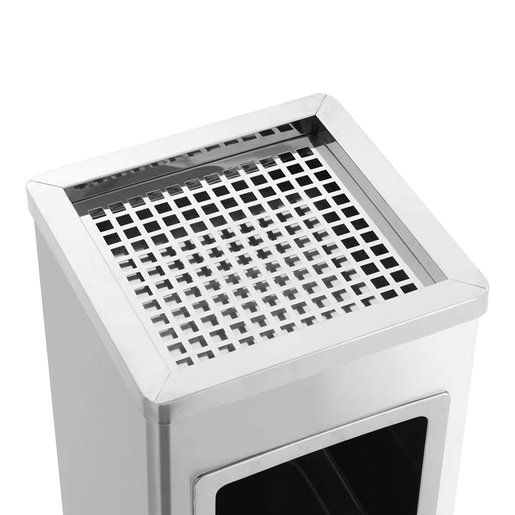 vidaXL Heim & Garten Mülleimer 36L Edelstahl Silber Ascher