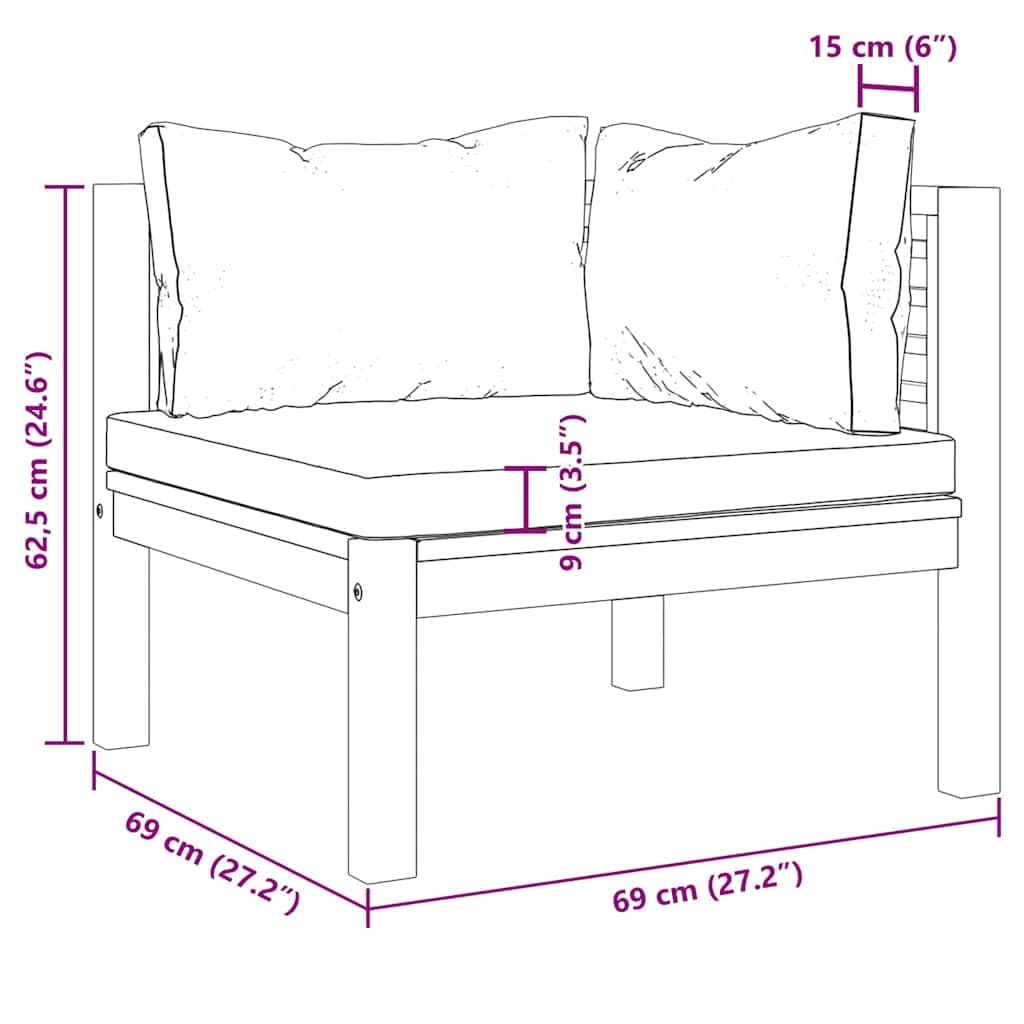 vidaXL Heim & Garten Ecksofa 2-tlg Teak Dunkelgrau Kissen