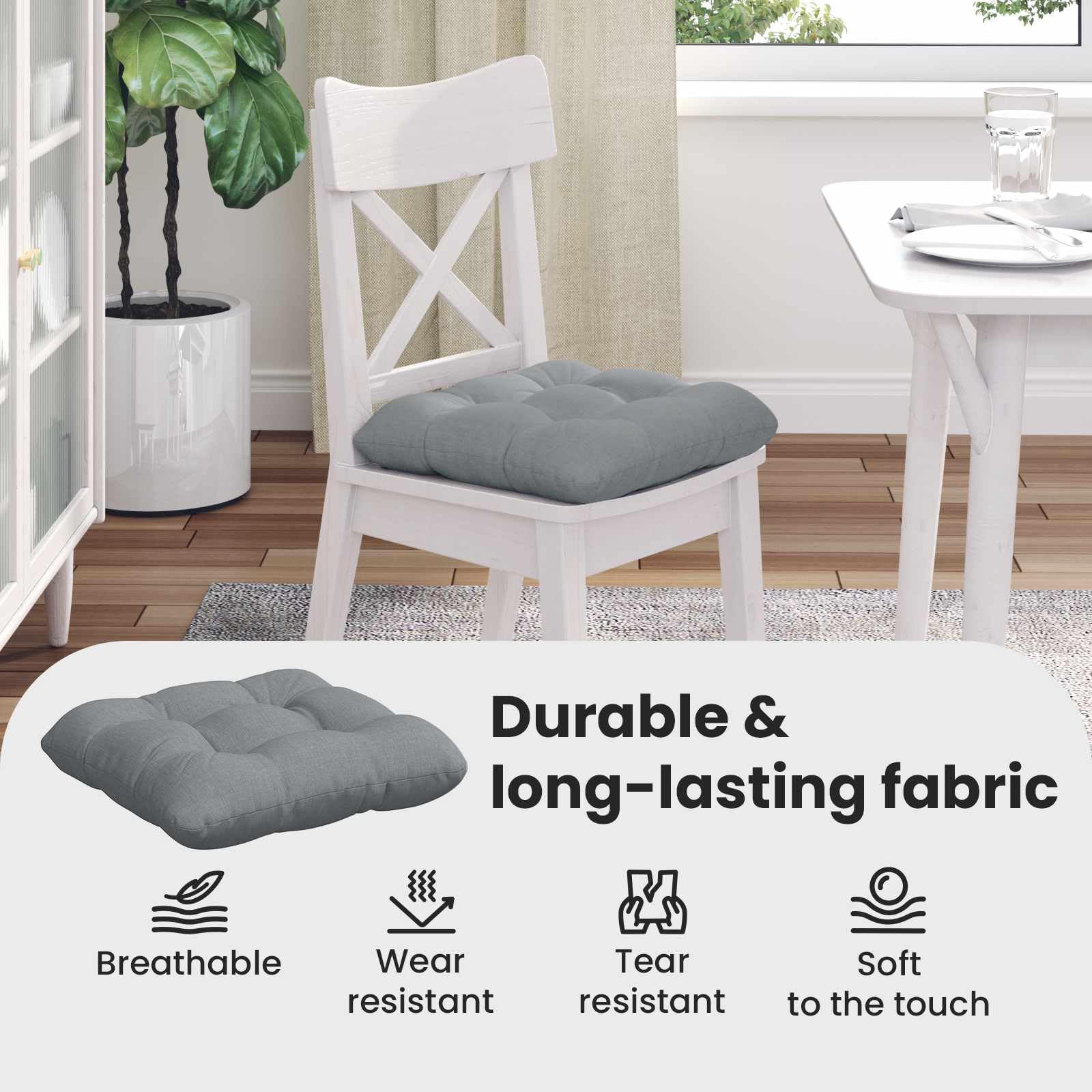 vidaXL Sitzkissen Stoff Hellgrau 40x40x12 cm 4er-Set