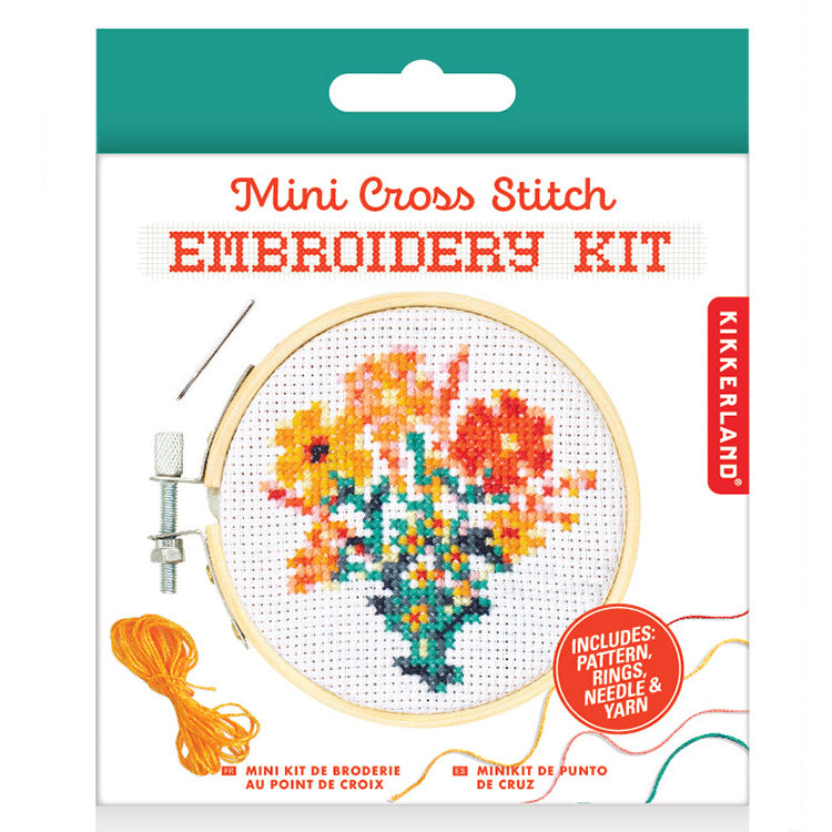 Kikkerland Crafters Mini Kreuzstich Stickset Blumen