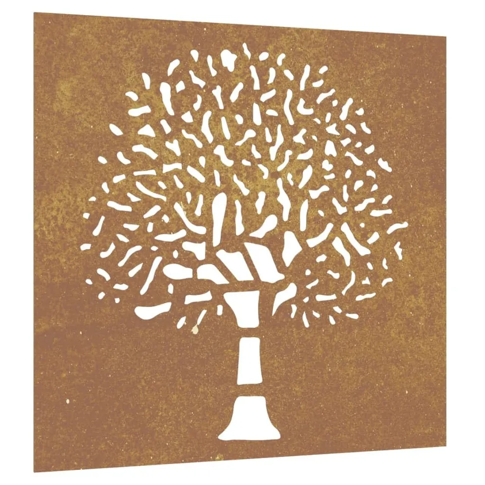 vidaXL Heim & Garten Wanddeko 55x55 cm Cortenstahl Baum-Design