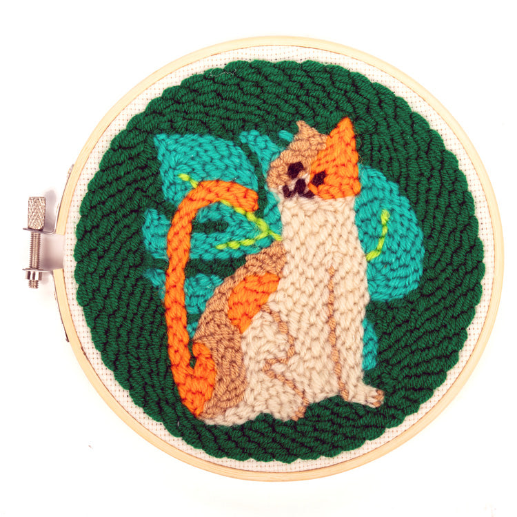 Kikkerland Crafters Cat Punch Needle Kit Stickset Katze Anfänger