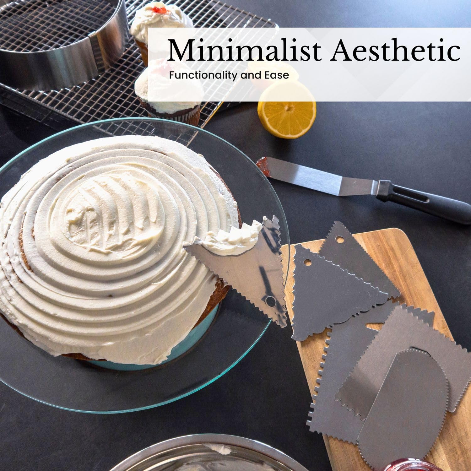Intirilife Küche Tortenspachtel 9er-Set Edelstahl Backen