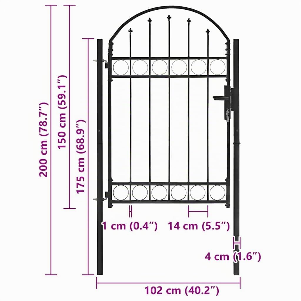 vidaXL Heim & Garten Gartentor ASSEN 102x150 cm Stahl Schwarz