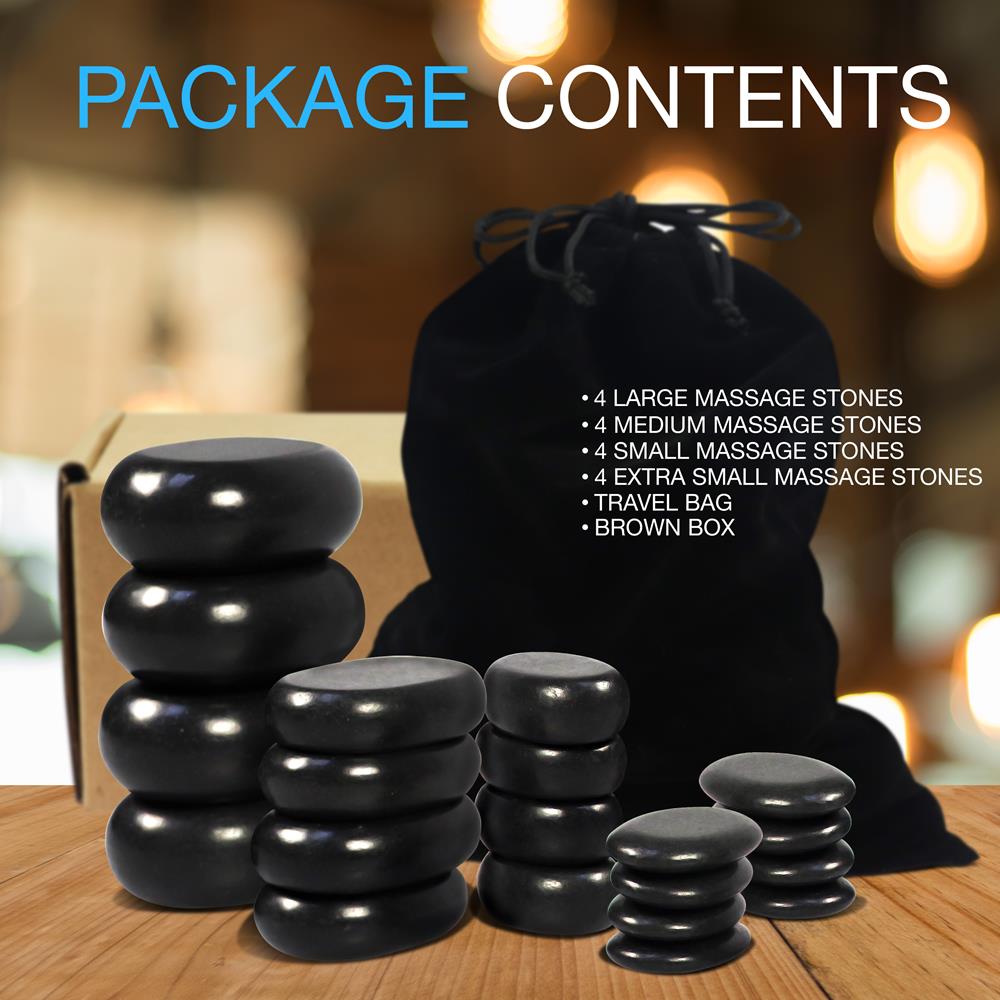 Serenelife Massage Spa Sauna PSLMSTN33 Hot Stones 20-tlg Basalt