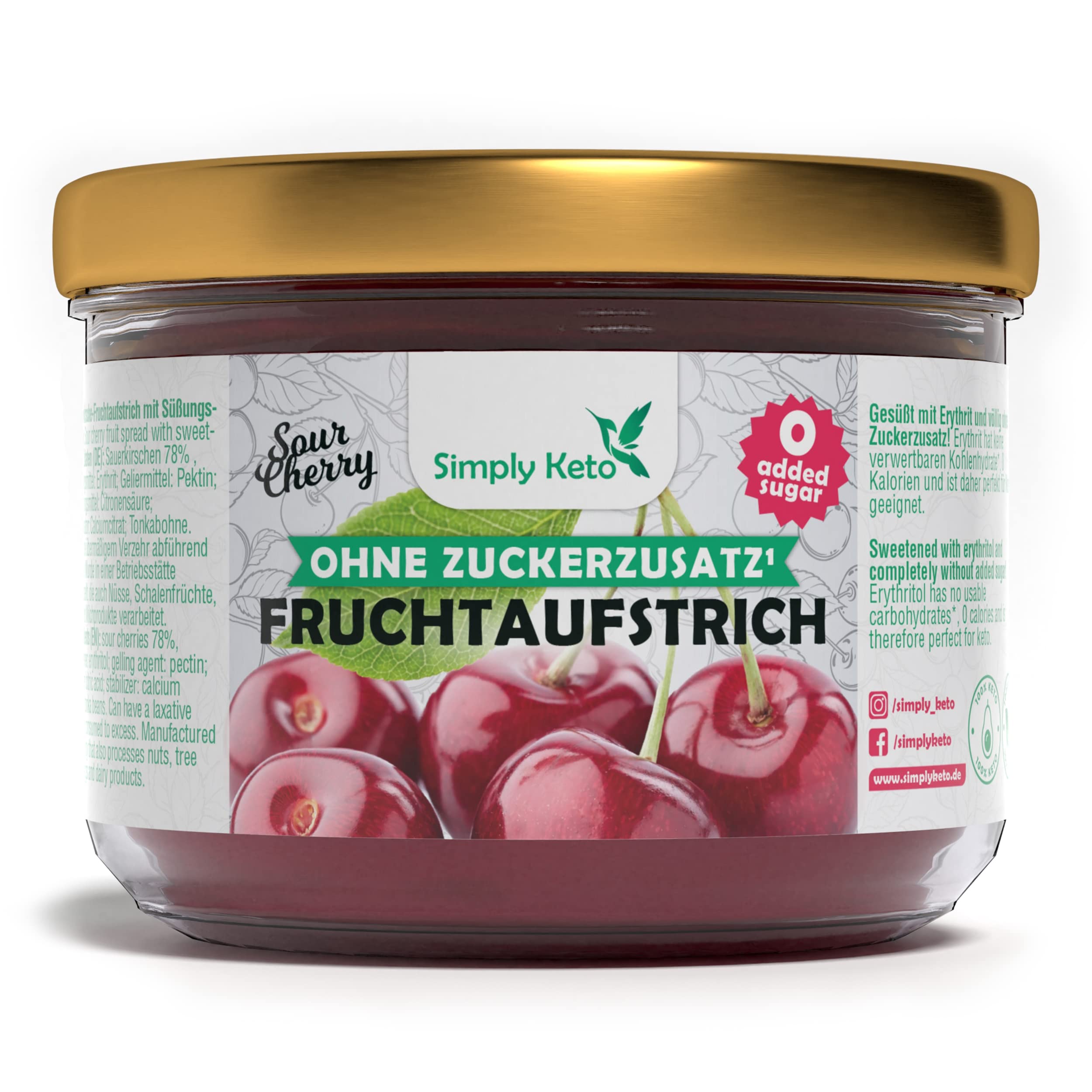 Keto Frühstück Fruchtaufstrich Sauerkirsche 230 g zuckerfrei