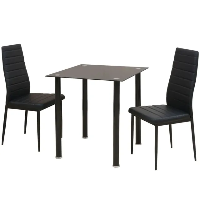 vidaXL Möbel Essgruppe 3-tlg Schwarz Glas 2 Personen