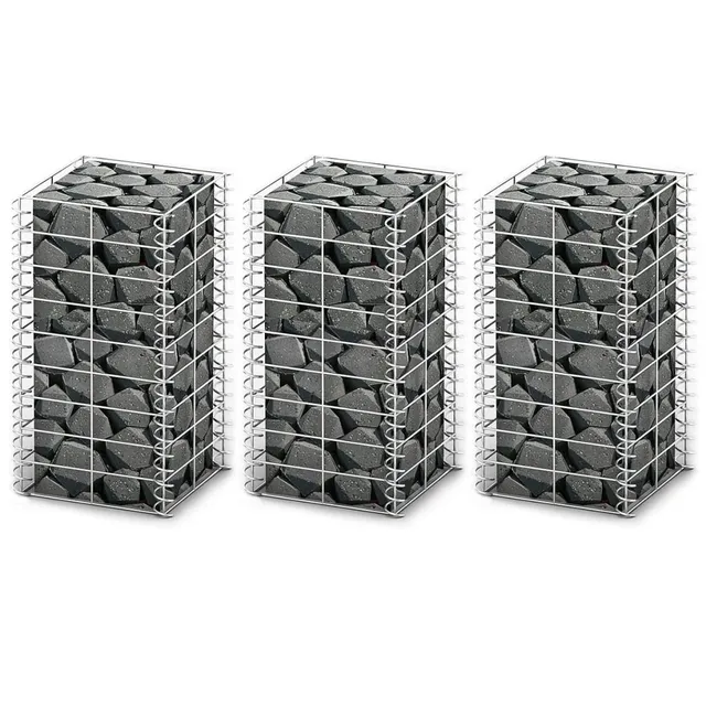 vidaXL Heim & Garten Gabione 25x25x50 cm Steinkorb 3er Set verzinkt