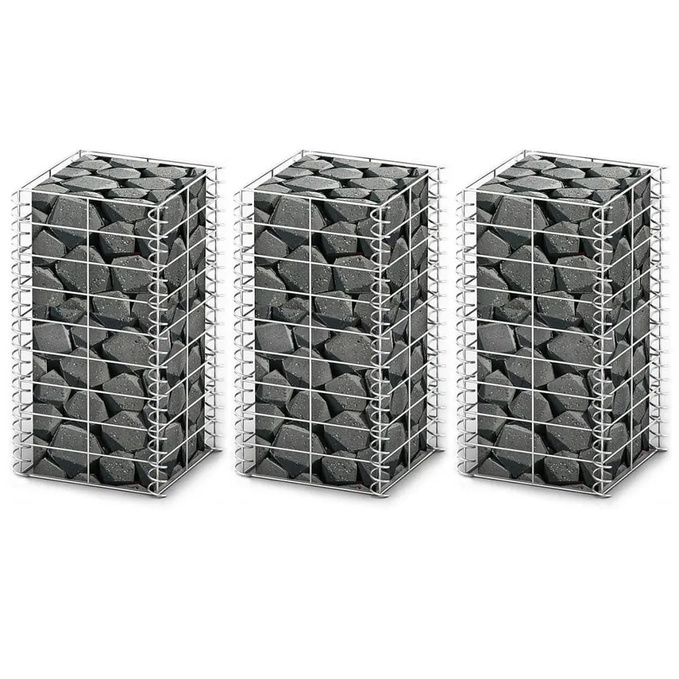 vidaXL Heim & Garten Gabione 25x25x50 cm Steinkorb 3er Set verzinkt