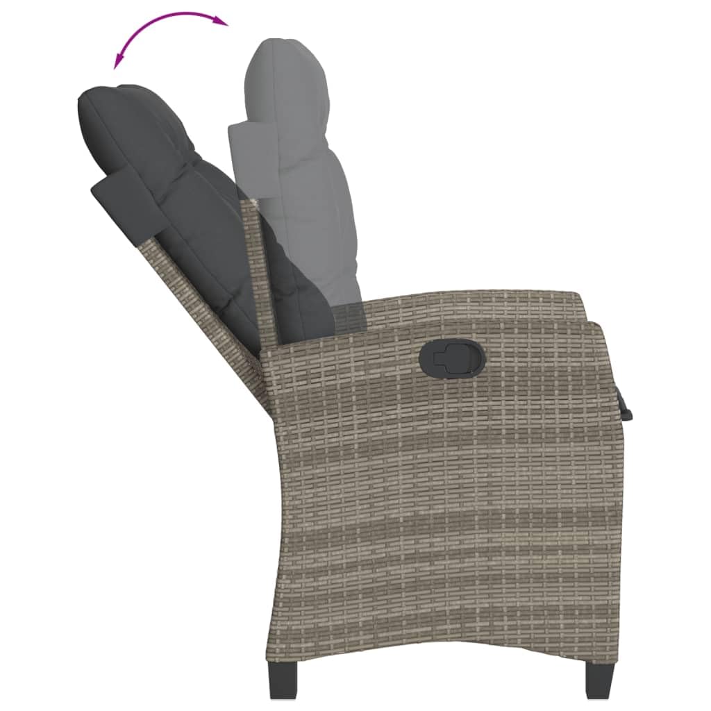 vidaXL Heim & Garten Gartensessel Grau verstellbar 2 Stk. Rattan
