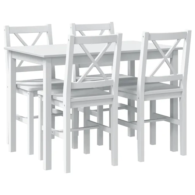 vidaXL Heim & Garten 5-tlg. Essgruppe Esstischset weiß Massivholz
