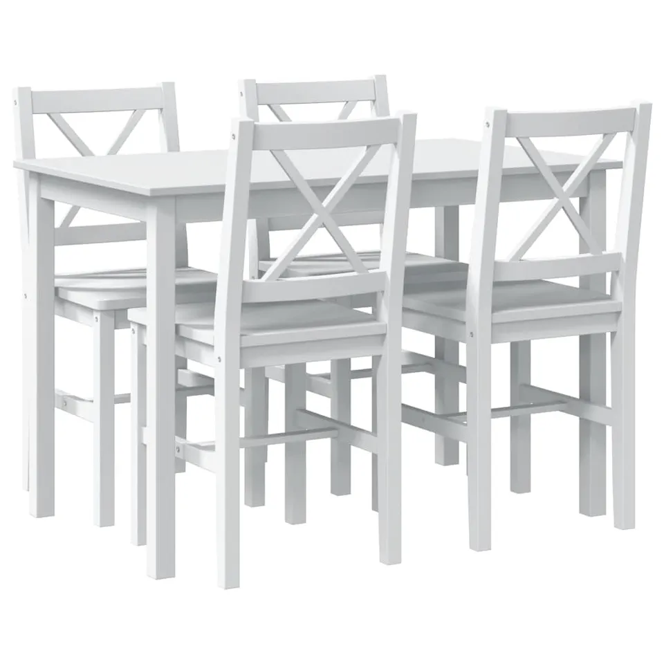 vidaXL Heim & Garten 5-tlg. Essgruppe Esstischset weiß Massivholz